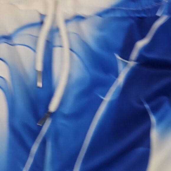 Men's Size Medium 2pc White Blue Swirl Graphic long Sleeve with pants outfit New - Picture 10 of 13